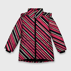 Зимняя куртка для девочки Полосы пиксели красный