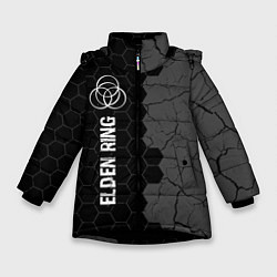 Куртка зимняя для девочки Elden Ring glitch на темном фоне: по-вертикали, цвет: 3D-черный