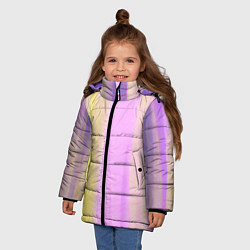 Куртка зимняя для девочки Акварельный градиент желто- розовый, цвет: 3D-светло-серый — фото 2