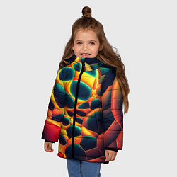 Куртка зимняя для девочки Лавовые пузыри, цвет: 3D-черный — фото 2