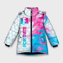 Зимняя куртка для девочки Fortnite neon gradient style: по-вертикали