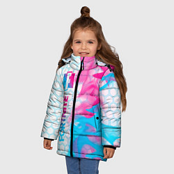 Куртка зимняя для девочки Fortnite neon gradient style: по-вертикали, цвет: 3D-черный — фото 2