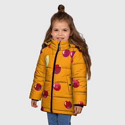 Куртка зимняя для девочки Ягоды и лимон, оранжевый фон, цвет: 3D-черный — фото 2