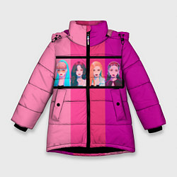 Зимняя куртка для девочки Группа Black pink на фоне оттенков розового