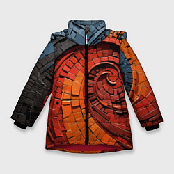 Куртка зимняя для девочки Кирпичная кладка спираль, цвет: 3D-красный