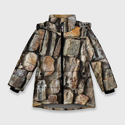 Куртка зимняя для девочки Каменный стиль, цвет: 3D-светло-серый