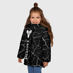 Куртка зимняя для девочки Destiny glitch на темном фоне: по-вертикали, цвет: 3D-черный — фото 2