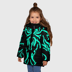 Куртка зимняя для девочки Кибер узор, цвет: 3D-черный — фото 2