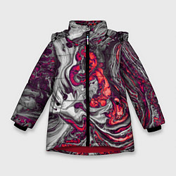 Куртка зимняя для девочки Абстрактные разводы, цвет: 3D-красный