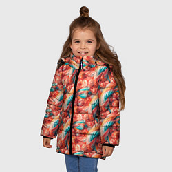 Куртка зимняя для девочки Текстура жвачки, цвет: 3D-светло-серый — фото 2