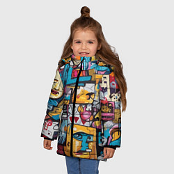 Куртка зимняя для девочки Стрит арт, цвет: 3D-черный — фото 2