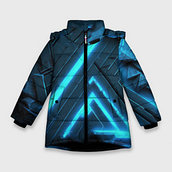 Куртка зимняя для девочки Неоновое свечение из плит, цвет: 3D-черный