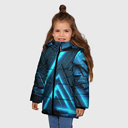 Куртка зимняя для девочки Неоновое свечение из плит, цвет: 3D-светло-серый — фото 2