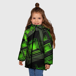 Куртка зимняя для девочки Неоновые зелёные блоки, цвет: 3D-светло-серый — фото 2