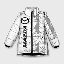 Куртка зимняя для девочки Mazda speed на светлом фоне со следами шин: по-вер, цвет: 3D-черный