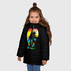 Куртка зимняя для девочки Луна SynthWave, цвет: 3D-черный — фото 2