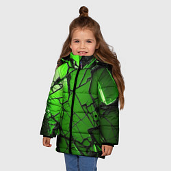 Куртка зимняя для девочки Зеленое треснутое стекло, цвет: 3D-черный — фото 2