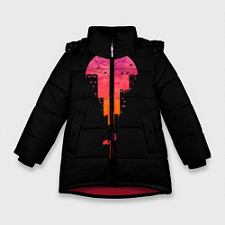 Куртка зимняя для девочки Творческий город, цвет: 3D-красный