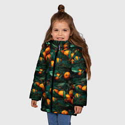 Куртка зимняя для девочки Яркие апельсины, цвет: 3D-черный — фото 2
