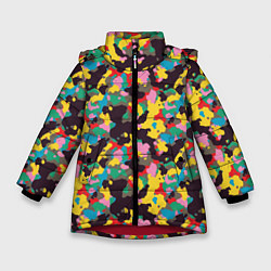 Куртка зимняя для девочки Модный красочный камуфляж, цвет: 3D-красный