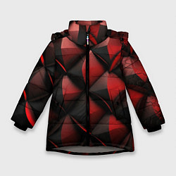 Куртка зимняя для девочки Объемная текстура красная кожа, цвет: 3D-светло-серый