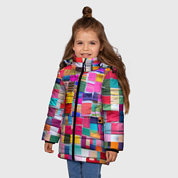 Куртка зимняя для девочки Разноцветные лоскутки, цвет: 3D-красный — фото 2