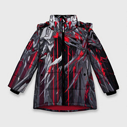 Куртка зимняя для девочки Красная демоническая кибер броня, цвет: 3D-красный