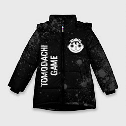 Куртка зимняя для девочки Tomodachi Game glitch на темном фоне: надпись, сим, цвет: 3D-черный