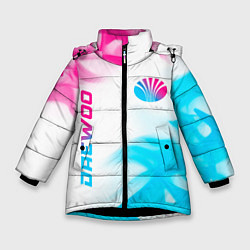 Зимняя куртка для девочки Daewoo neon gradient style: надпись, символ