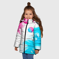 Куртка зимняя для девочки Daewoo neon gradient style: надпись, символ, цвет: 3D-черный — фото 2