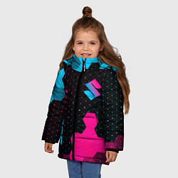 Куртка зимняя для девочки Suzuki - neon gradient: надпись, символ, цвет: 3D-черный — фото 2