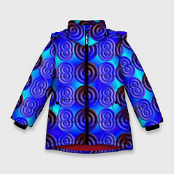 Зимняя куртка для девочки Синий шашечный мотив