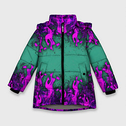 Куртка зимняя для девочки Фиолетовое пламя, цвет: 3D-светло-серый