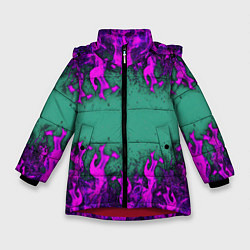 Куртка зимняя для девочки Фиолетовое пламя, цвет: 3D-красный