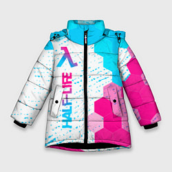 Куртка зимняя для девочки Half-Life neon gradient style: по-вертикали, цвет: 3D-черный