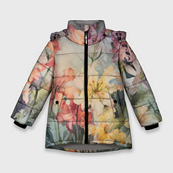 Зимняя куртка для девочки Акварельные лилии