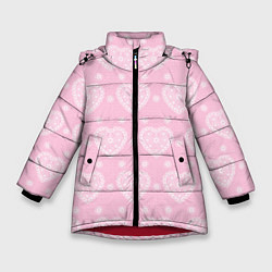 Зимняя куртка для девочки Розовое кружево сердечки