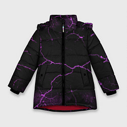 Куртка зимняя для девочки Молнии - неон, цвет: 3D-красный