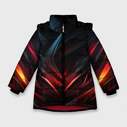 Куртка зимняя для девочки Black red abstract, цвет: 3D-красный