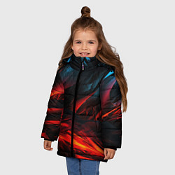 Куртка зимняя для девочки Red black abstract, цвет: 3D-красный — фото 2