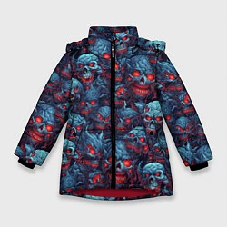 Куртка зимняя для девочки Monster skulls pattern, цвет: 3D-красный