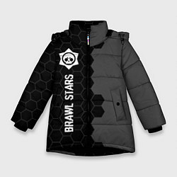 Куртка зимняя для девочки Brawl Stars glitch на темном фоне: по-вертикали, цвет: 3D-черный