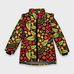 Зимняя куртка для девочки Хохломская роспись - хохлома