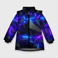 Куртка зимняя для девочки Неоновые разломленные плиты, цвет: 3D-светло-серый