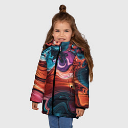 Куртка зимняя для девочки Красочные переливы волн, цвет: 3D-светло-серый — фото 2