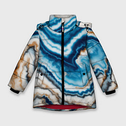 Куртка зимняя для девочки Разноцветная текстура океанического агата, цвет: 3D-красный