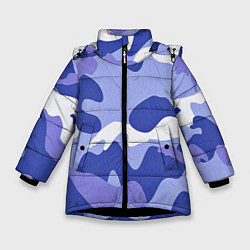 Зимняя куртка для девочки Камуфляжный узор голубой