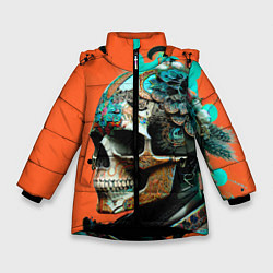 Куртка зимняя для девочки Art skull - irezumi - Japan, цвет: 3D-черный
