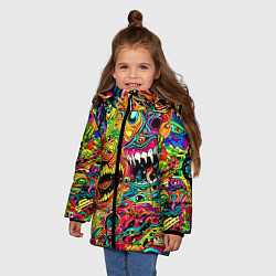 Куртка зимняя для девочки Психоделические галлюцинации, цвет: 3D-светло-серый — фото 2