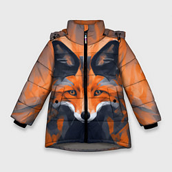 Зимняя куртка для девочки Нарисованная огненная лиса